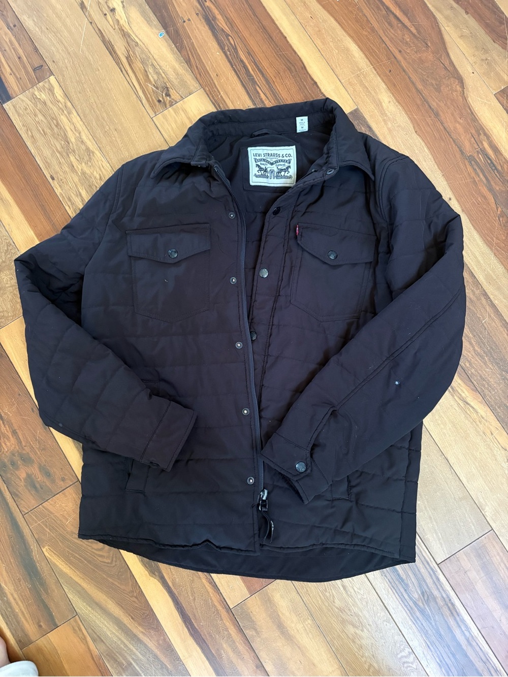 Levi's Men's Dark Black Quilted Shirt Jacket